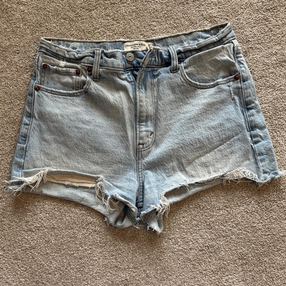 Abercrombie & Fitch the Mom Women's Light Blue Denim Shorts